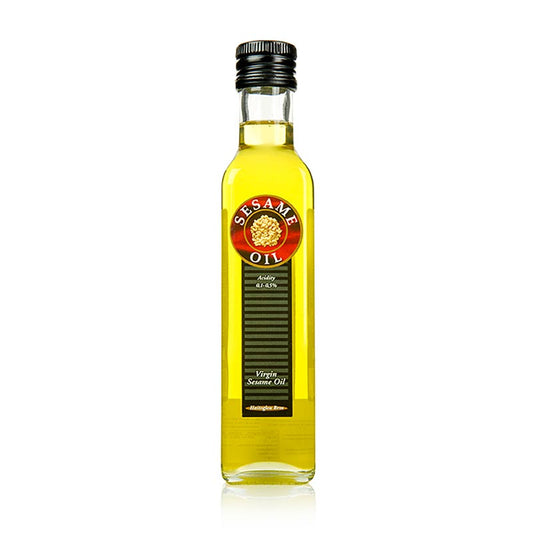 250 ml bottle of virgin Sesamolie by Haitoglou Bros, a high-quality product
