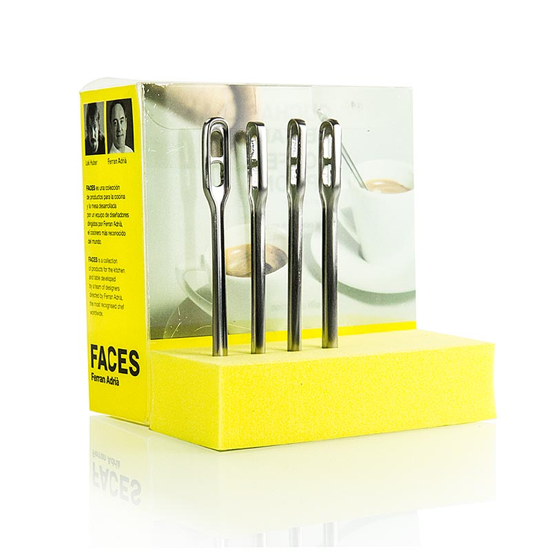 Afbeelding van een set van 4 koffielepels met het product Gezichten - Koffielepel, koffielepel, FA-104, 4 st