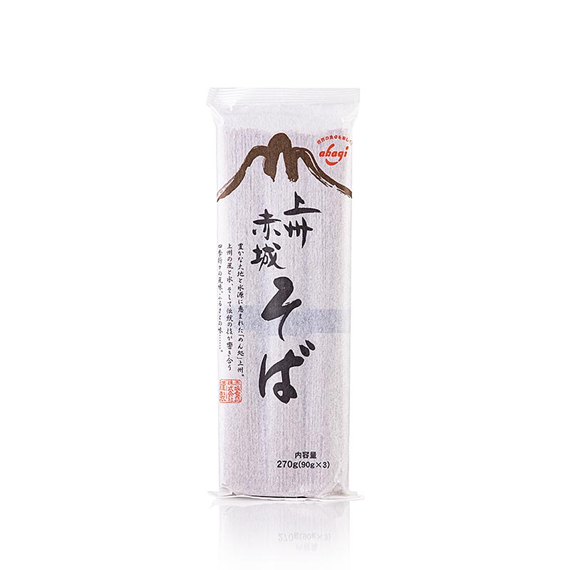 Sobanoedels, met boekweit- en tarwemeel, donker, 1 mm, 20 cm lang, Akagi Joshu, 270 g