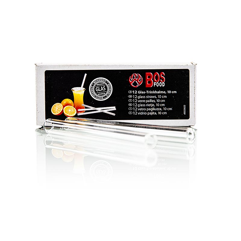 BOS FOOD glazen rietjes, Duran-glas, 10 cm, 12 st