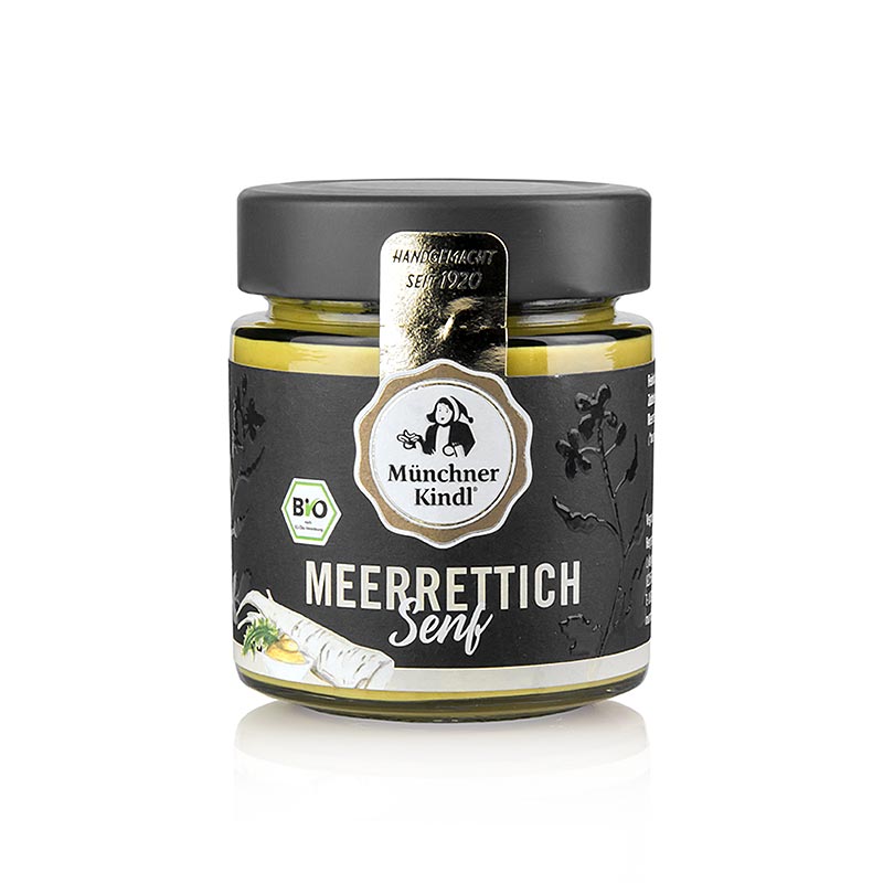 Münchner Kindl mierikswortelmosterd, biologisch, veganistisch, 125 g - een smaakvolle en gezonde mosterd gemaakt van biologische ingrediënten, geschikt voor veganisten, in een handige verpakking van 125 g