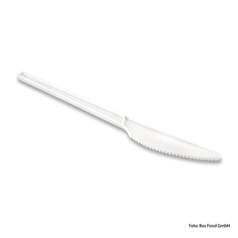 Naturesse wegwerpmesje, wit, gemaakt van CPLA, 16,8cm, 1000 stuks, sustainable disposable knife