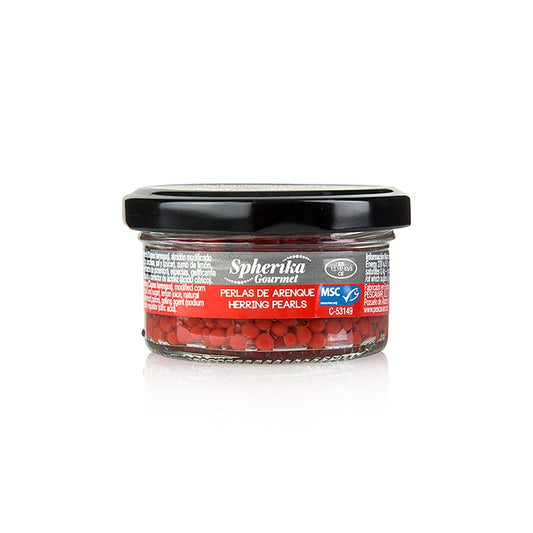 Haringparels, rood, zoals kaviaar/bolletjes, Spherika Gourmet, 50 g