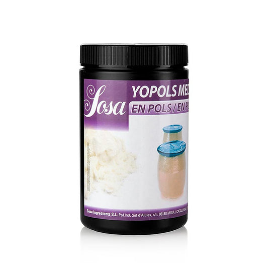 Sosa poeder - Yoghurt, mediterraan zuur (39092), 800 g - Een afbeelding van een verpakking van 800 g Sosa poeder, met de smaak van mediterraanse yoghurtzuur, productnummer 39092
