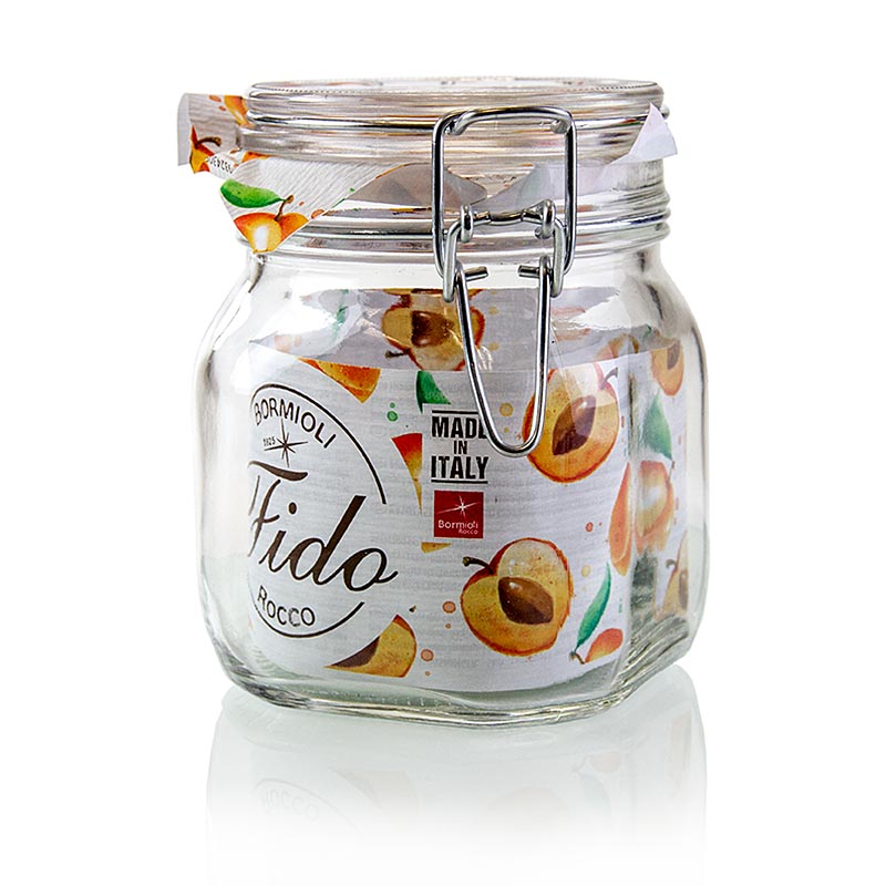 Draadklemglas - Fido, 750 ml, vierkant, met rubberen ring, 1 stuk