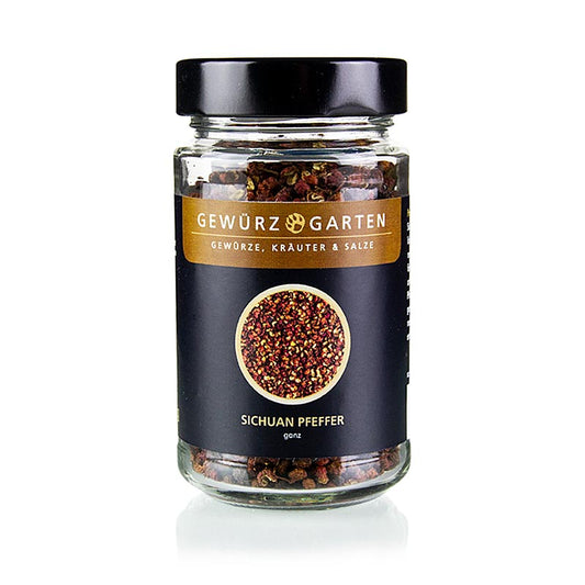 Gewürzgarten Sichuan peper - rood, handgeplukt (Szechuan peper), 50 g - Een zakje van 50 gram handgeplukte rode Szechuan peperkorrels van Gewürzgarten