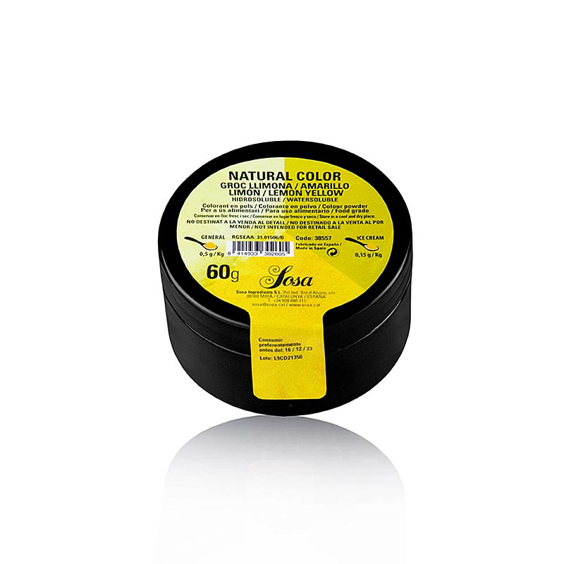 Sosa Voedingskleurstof Natuurlijk, poeder, citroengeel, in water oplosbaar, 60 g