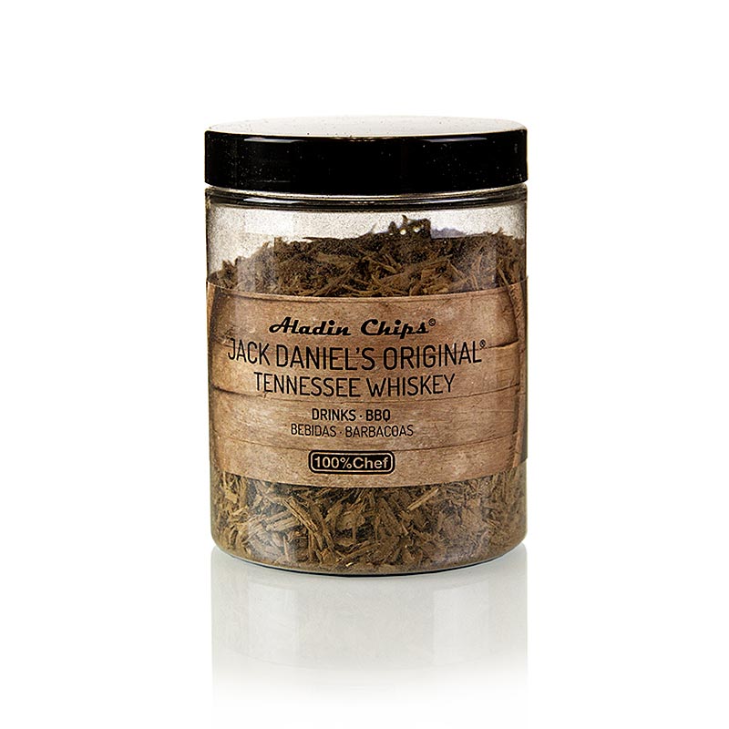 Aladin rookhout Jack Daniels hout, 100% Chef, 80 g - hoogwaardige rookhoutsnippers voor het toevoegen van de kenmerkende smaak van Jack Daniels aan uw gerechten, 80 g verpakking
