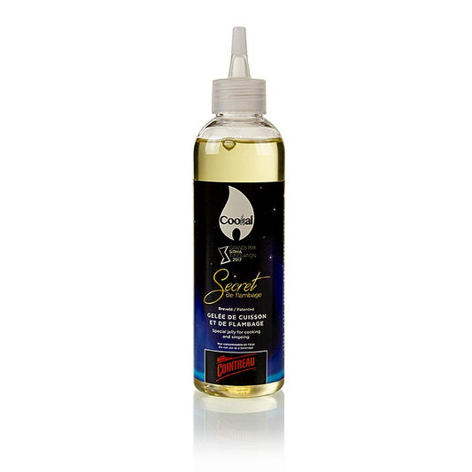 200 ml bottle of Secret de Flambage Cointreau flambeergel by Cookal, perfect for creating flaming desserts and dishes