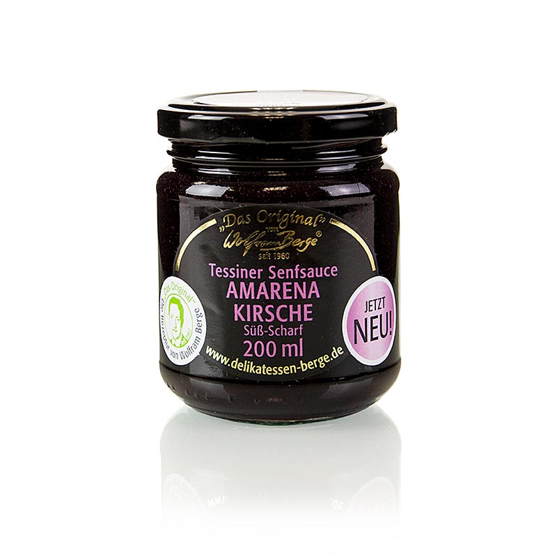 Rich and flavorful Originele Ticino Amarena cherry and mustard sauce by Wolfram Berge, 200 ml, perfect for enhancing a variety of dishes