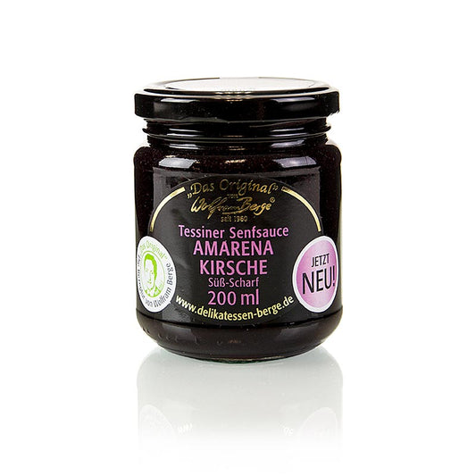 Rich and flavorful Originele Ticino Amarena cherry and mustard sauce by Wolfram Berge, 200 ml, perfect for enhancing a variety of dishes