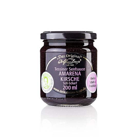 Originele Tessiner Amarena kersen-mosterdsaus, Wolfram Berge, 200 ml