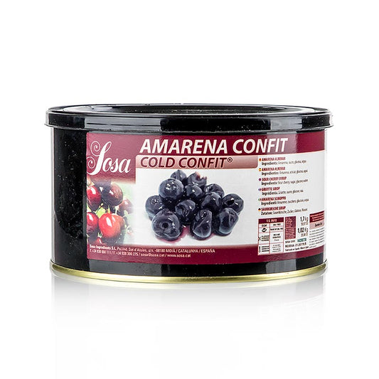 Sosa Cold Confit - Amarena kersen, heel (37206), 17 kg - productafbeelding met kersen in siroop, perfect voor culinaire toepassingen