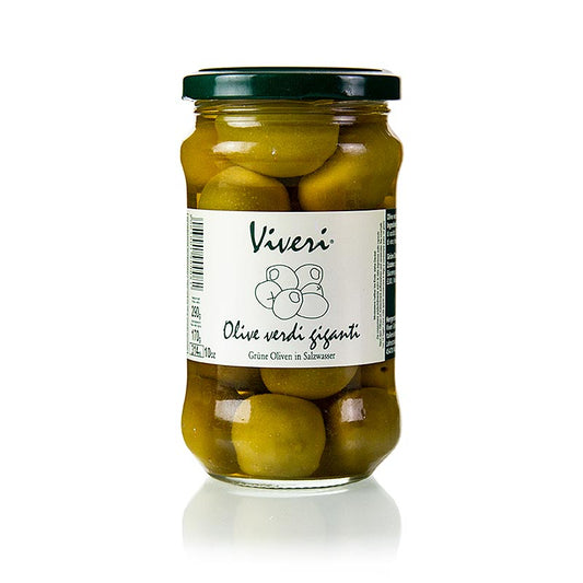 Groene olijven, met pit, Gigante, in pekel, Viveri, 290 g