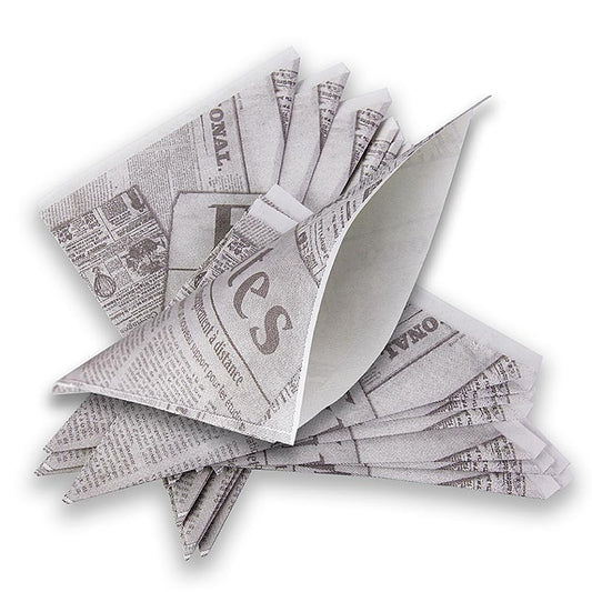 Wegwerpzakjes voor fish & chips/frietjes, met krantenpapieropdruk, 14 cm, 2.200 stuks