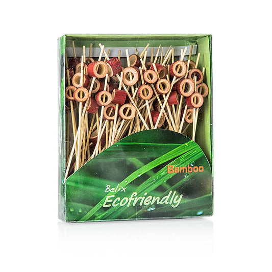 Houten spiesen, met geperforeerde rode houten schijf, 12 cm, 100 stuks