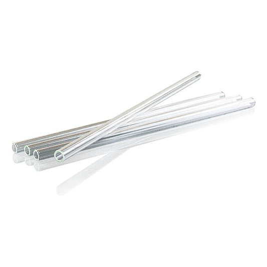 Set of 50 straight glass straws with 8mm diameter and 11mm wall thickness, measuring 24cm in length, perfect for eco-friendly drinking solutions