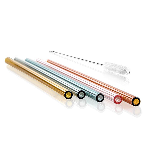 Set van 50 glazen rietjes, recht en gekleurd, met een diameter van 8mm en een wanddikte van 1,5mm, elk 24cm lang voor milieubewuste drinkopties