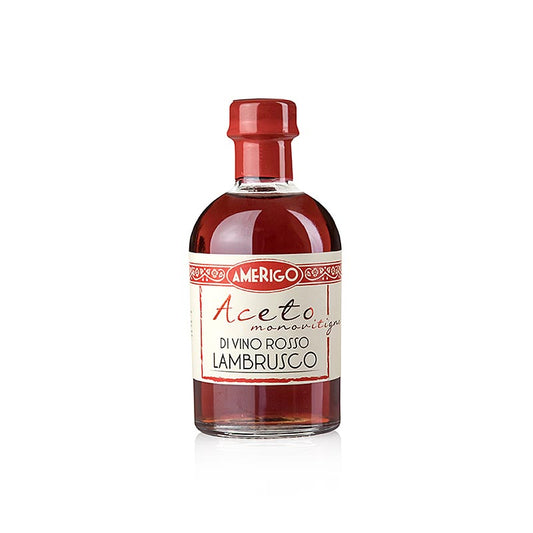 250 ml bottle of Amerigo Aceto di Vino Rosso Lambrusco, high-quality red wine vinegar
