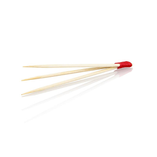 Bamboespiesen, met 3 punten, rood gebonden, 9 cm, 100 stuks