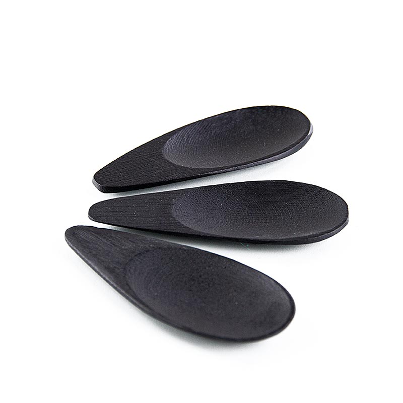 Herbruikbare bamboeschaal in lepelvorm, zwart, 10 x 3,8 cm, vaatwasmachinebestendig, 25 stuks