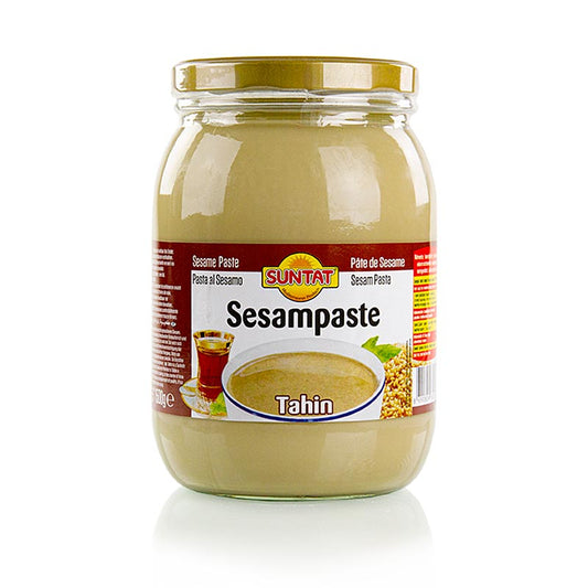 Tahini sesampasta van het merk Suntat, 15 kg verpakking, perfect voor het bereiden van heerlijke mediterrane gerechten