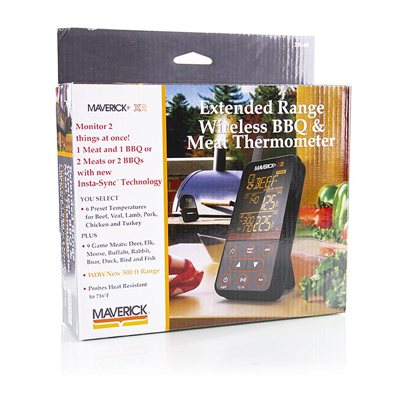 Digitale thermometerset "Wireless BBQ & Meat", XR-40 (draadloos), Maverick, 1 stuk
