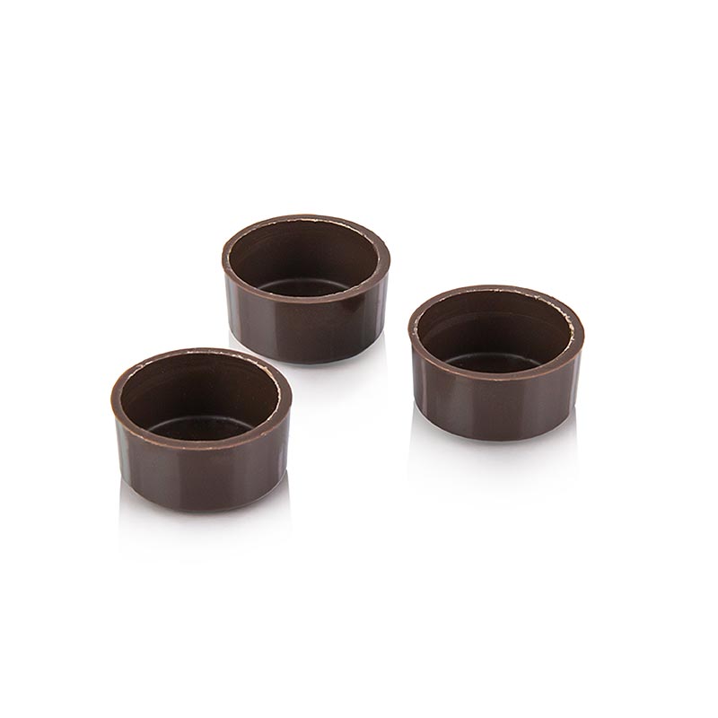 Chocolade halve schelpen, rond, pure chocolade, ø 29x14mm, Läderach, 2.038 kg, 784 stuks