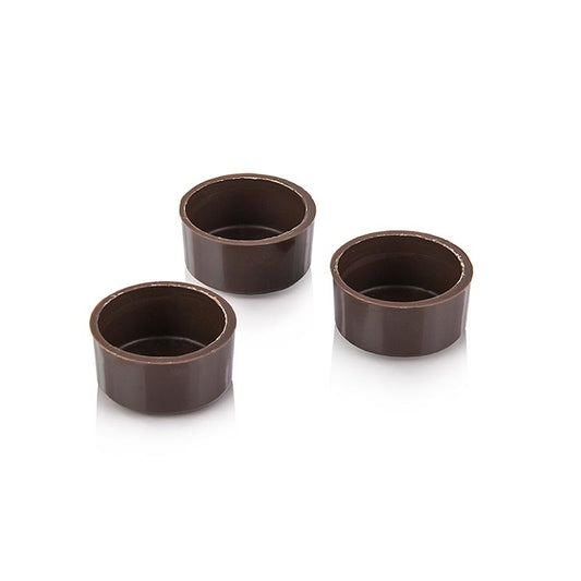 Chocolade halve schelpen, rond, pure chocolade, ø 29x14mm, Läderach, 2.038 kg, 784 stuks