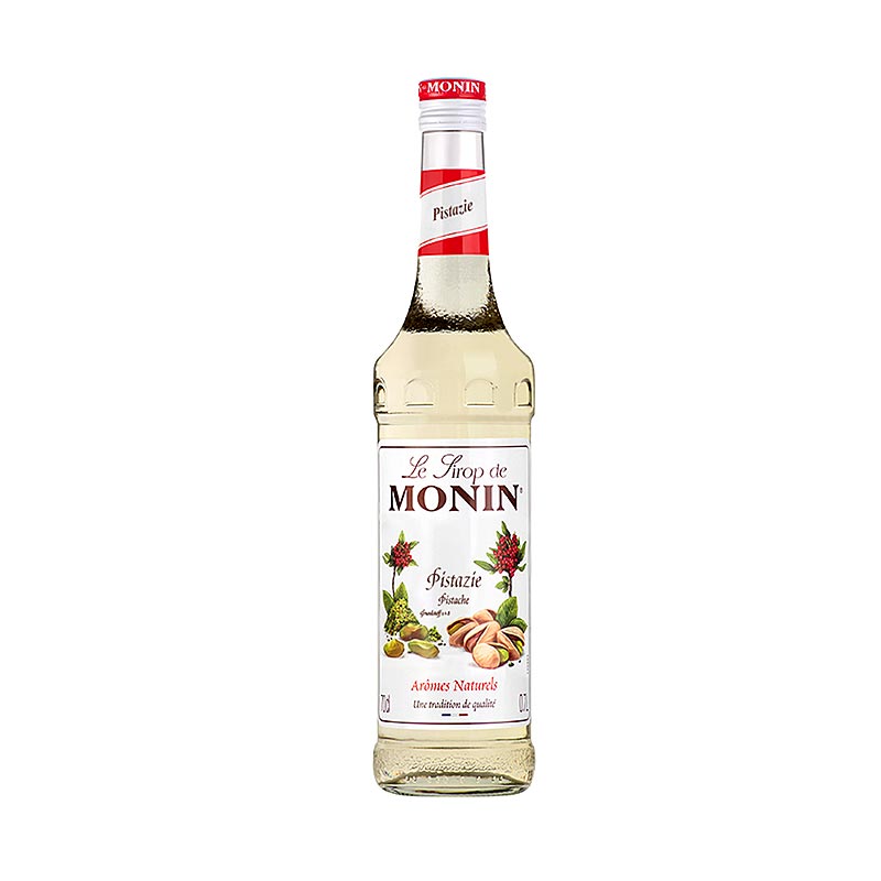 Monin Pistache siroop, 700 ml - Een fles van 700 ml Monin Pistache siroop, perfect voor cocktails en koffie