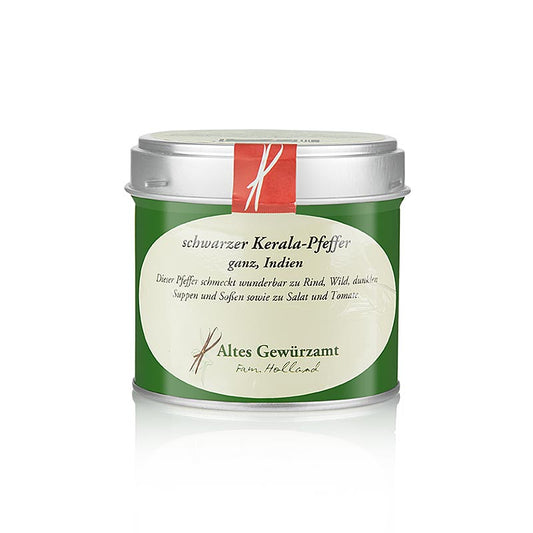 Zwarte oerwoudpeper/Periyar-Kerala-India, geheel, Altes Gewürzamt, 70 g - a high-quality pepper product from Kerala, India, offered by Altes Gewürzamt in a 70g package