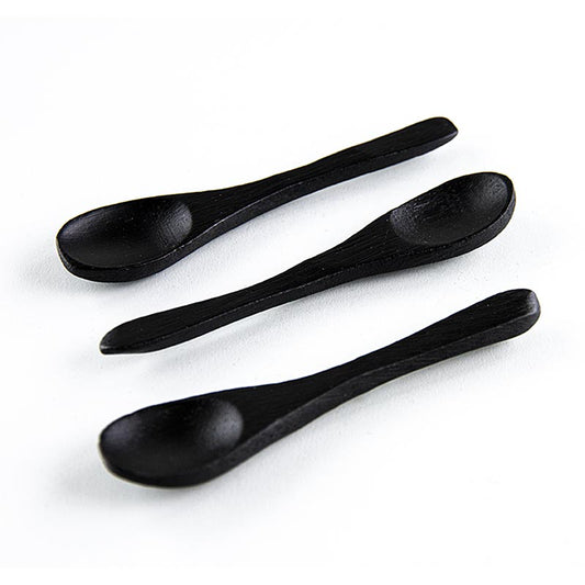Herbruikbare bamboe koffielepels, zwart, 9 cm, vaatwasmachinebestendig, 100 stuks