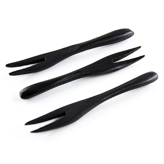 Herbruikbare bamboe vork, zwart, 9 cm, vaatwasmachinebestendig, 100 stuks
