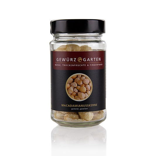 Geroosterde en gezouten hele macadamianoten van Spice Garden in een verpakking van 110 gram