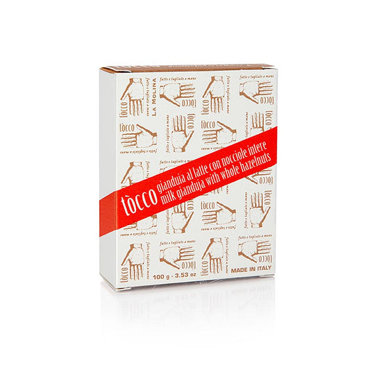 Indulge in the rich and creamy TOCCO Gianduja milk chocolate, made with Piemontese hazelnuts from La Molina, 100g bar