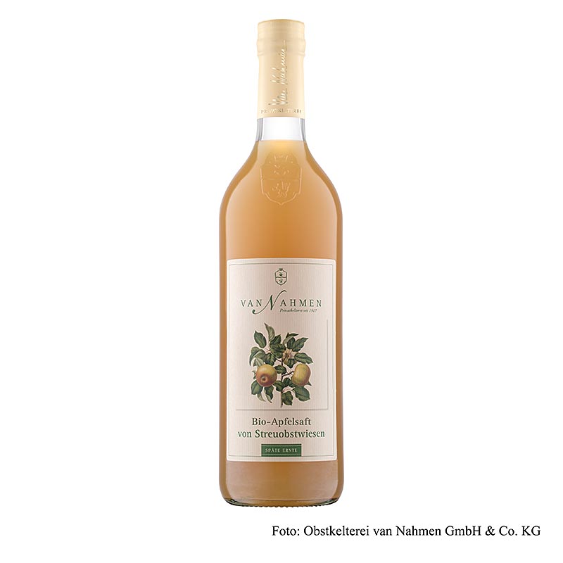 Streuobstwiesen appelsap, late oogst, 100% puur sap, van Nahmen, BIO, 750 ml