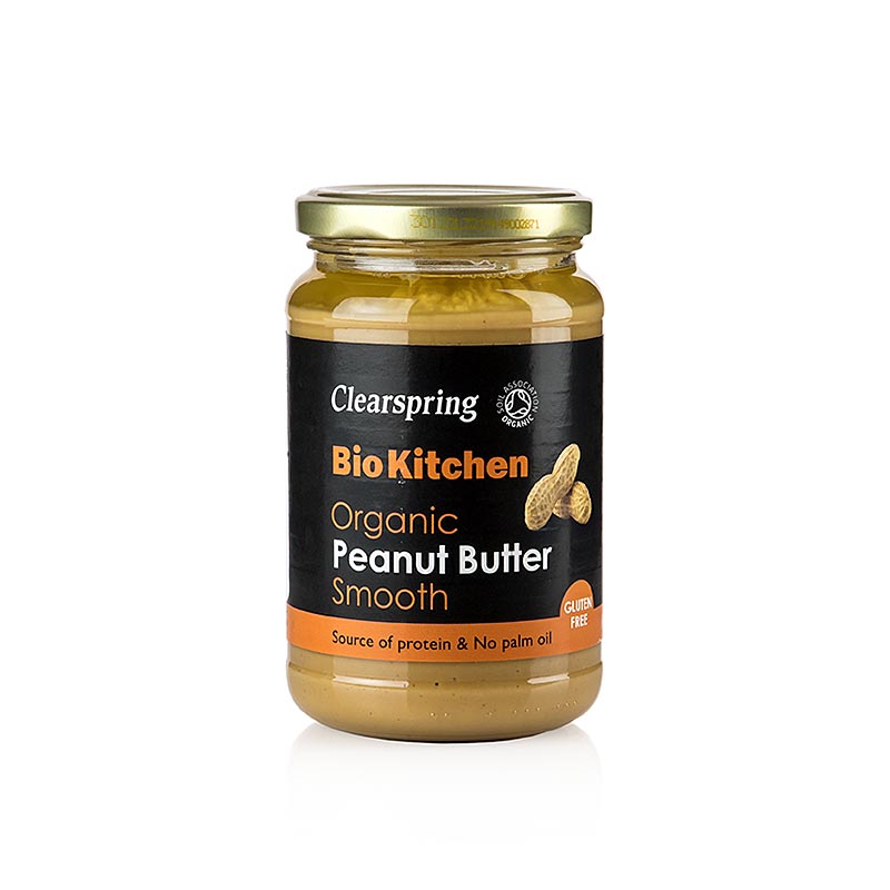 Organic smooth peanut butter in a 350 g jar by Clearspring