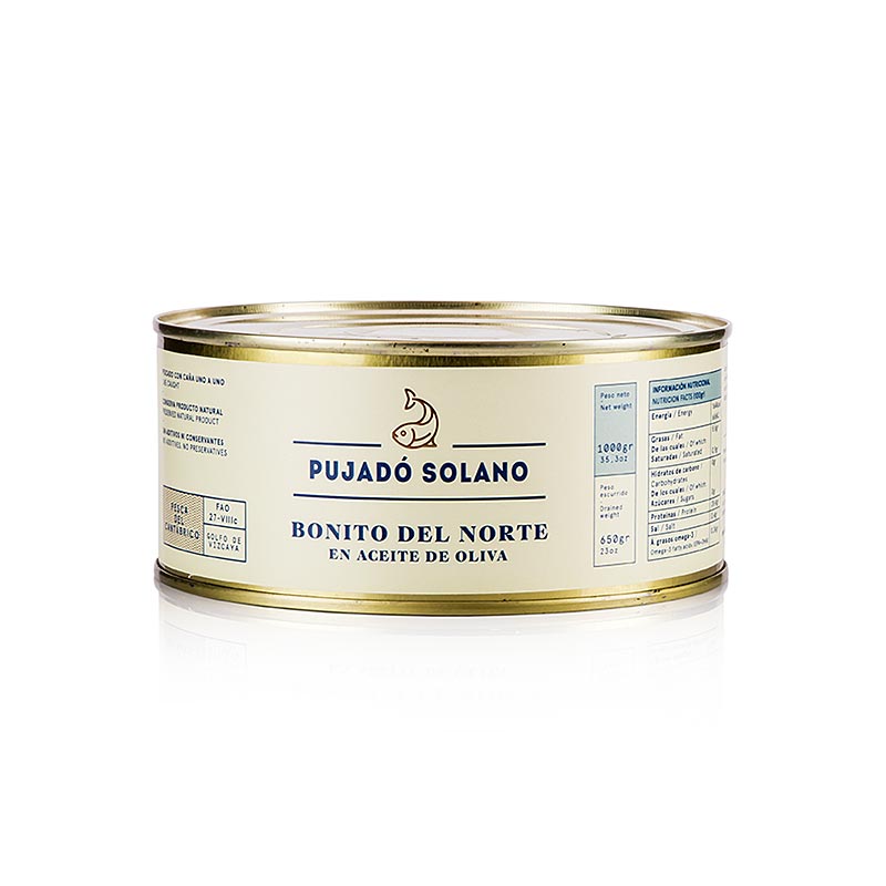 Witte tonijn Bonito del Norte in olijfolie, Pujado Solano, 1 kg - hoogwaardige tonijn in olijfolie van Pujado Solano, verpakt in een kiloverpakking