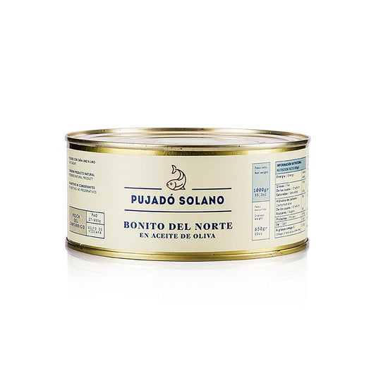 Witte tonijn Bonito del Norte in olijfolie, Pujado Solano, 1 kg - hoogwaardige tonijn in olijfolie van Pujado Solano, verpakt in een kiloverpakking
