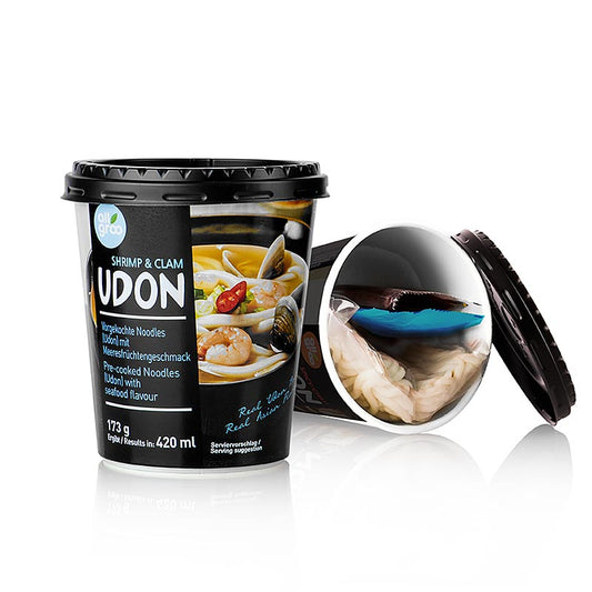 Instant Udon Cup-noedels, Shrimp & Clam (zeevruchten), Zuid-Korea, Allgroo, 173 g