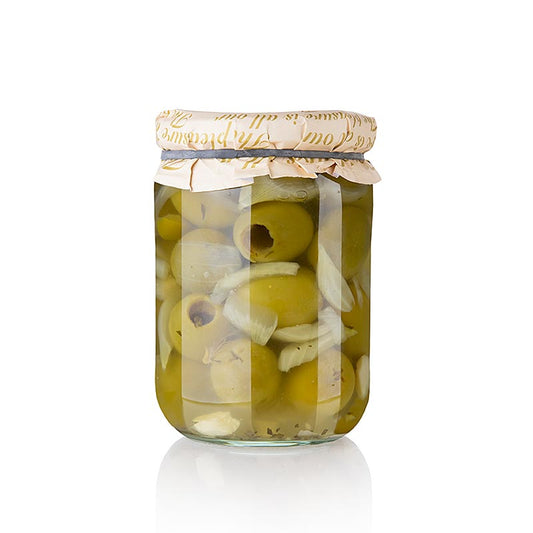 Groene olijven, zonder pit, Gordal, met uien, Torremar S.L., 580 g