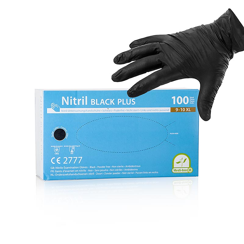 Wegwerphandschoenen nitril, zwart, XL, ongepoederd, 100 stuks