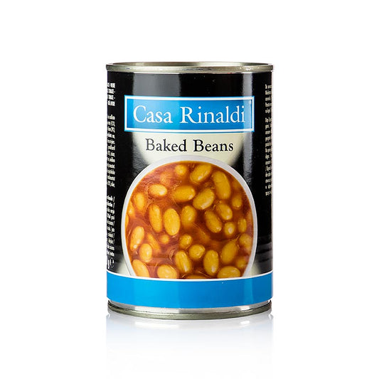 Gebakken bonen in tomatensaus, Casa Rinaldi, 420 g - heerlijke en smaakvolle bonen in een rijke tomatensaus van het merk Casa Rinaldi, verpakt in een 420 gram blik
