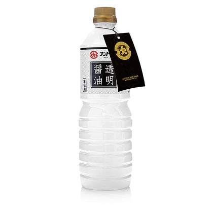 Fles met 1 liter kristalheldere sojasaus, perfect voor Aziatische gerechten