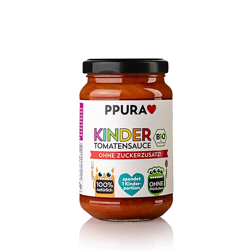 Biologische Ppura Sugo Kids tomatensaus zonder toegevoegde suiker, 340 g
