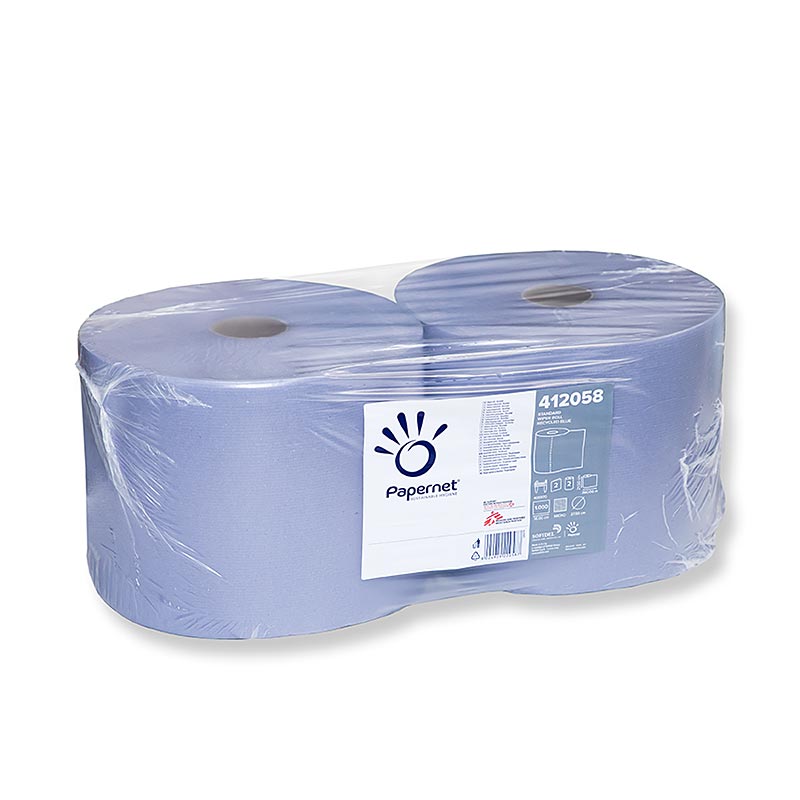 Blauwe poetspapierrol van 2-laags, met afmetingen van 22x38cm, verpakt per 2 stuks