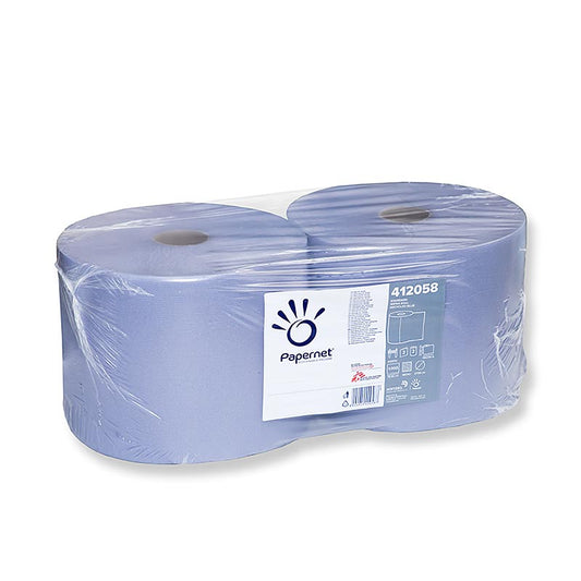 Blauwe poetspapierrol van 2-laags, met afmetingen van 22x38cm, verpakt per 2 stuks