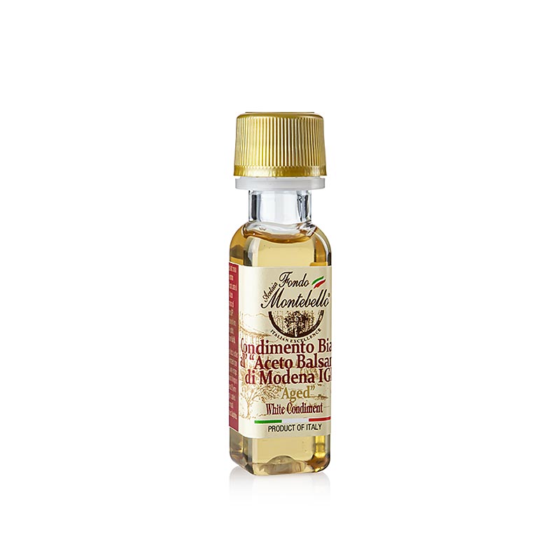 20 ml fles van Condimento Balsamico witte Fondo Montebello, perfecte aanvulling voor salades en gerechten