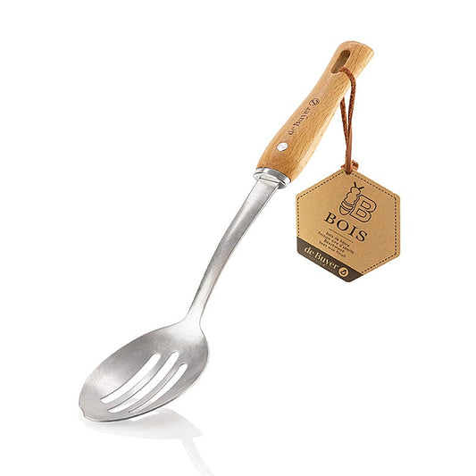 deBUYER B Bois lepel, geperforeerd, roestvrij staal/hout (2701,00), 1 st - high-quality stainless steel and wood perforated spoon
