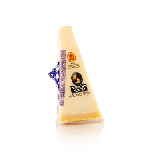 High-quality Parmigiano Reggiano DOP cheese, aged for at least 24 months, approximately 200g